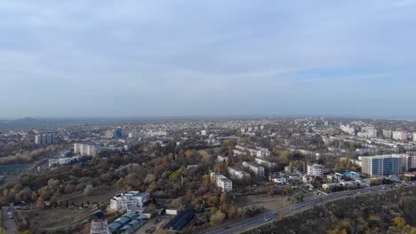 panoramic view on the city of galati in romania on a cloudy day - aerial drone shot