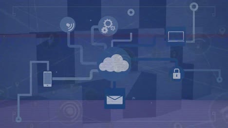 animación de iconos de medios sobre formas