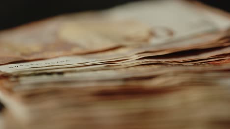 focus rack of a large stack of 50 euro bills