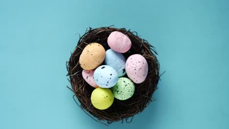 colorful easter eggs in a nest