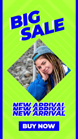 big sale new arrival promotional ad with woman