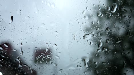 heavy rain on a road and recorded from inside the car