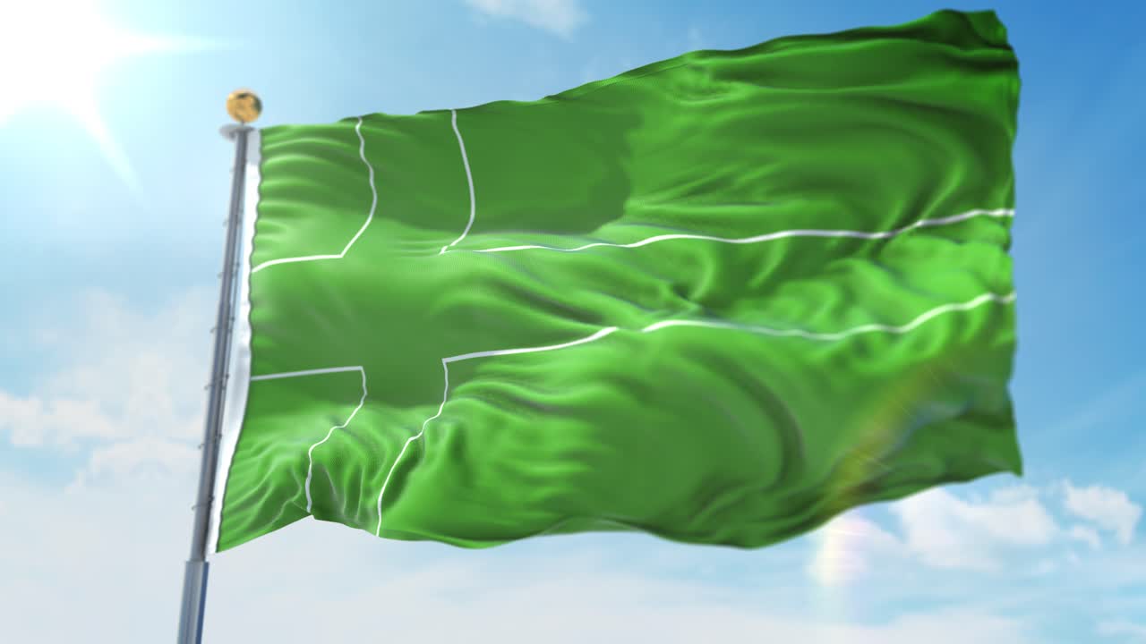 4k ilustración 3d de la bandera ondeante en un poste del país ladonia