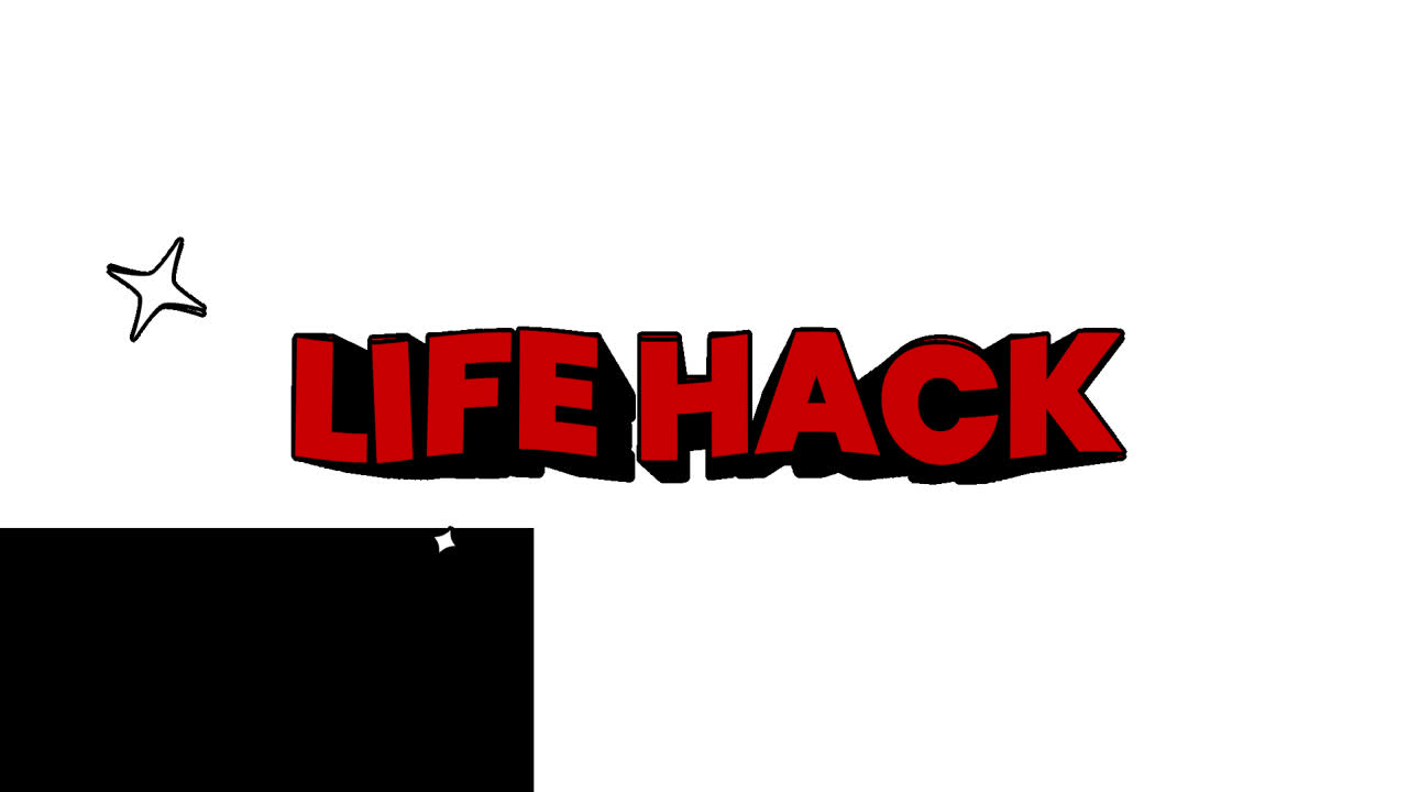 Animated Red Text 'Life Hack' on White Background