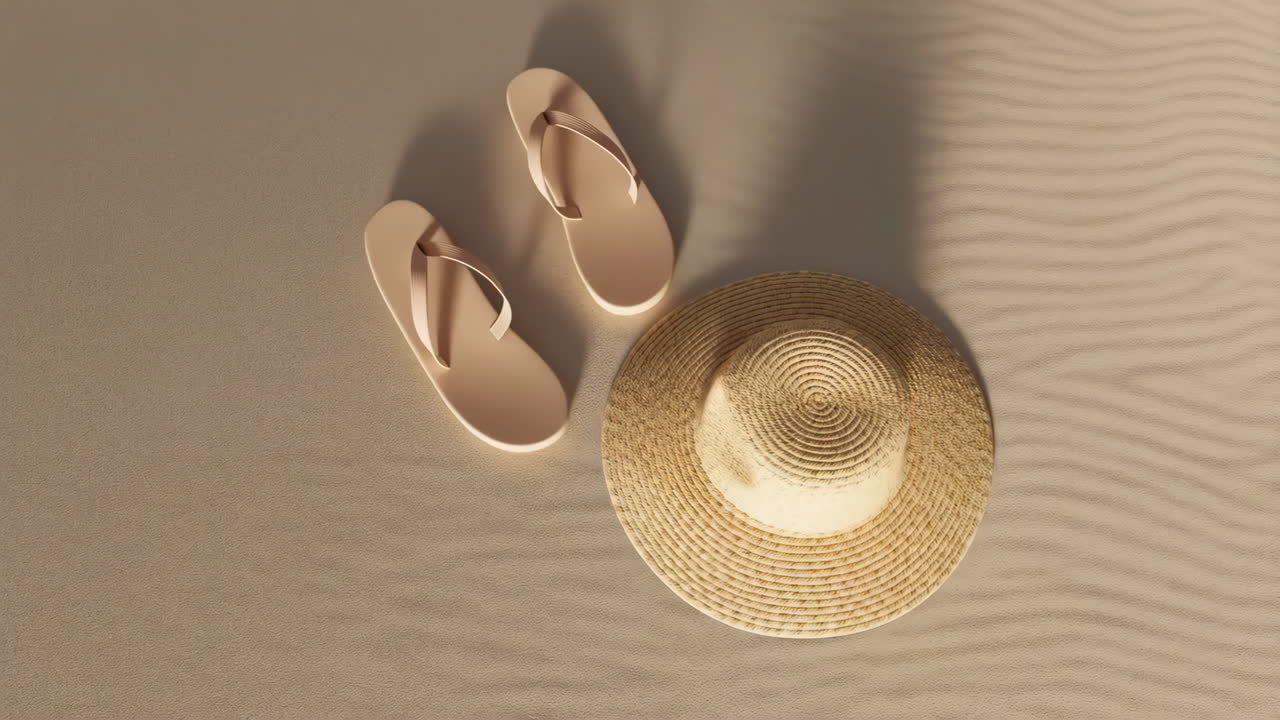 Beach essentials: hat and sandals