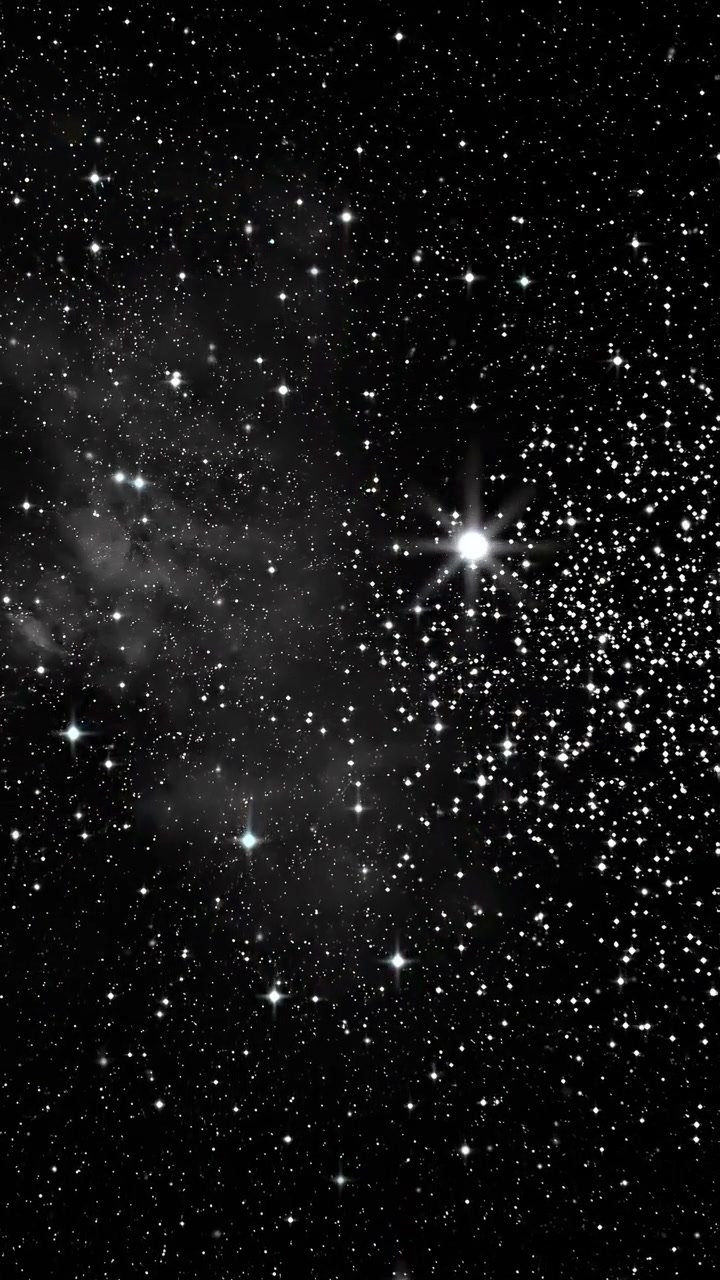 Animert stjernefelt med funklende stjerner og nebulosa
