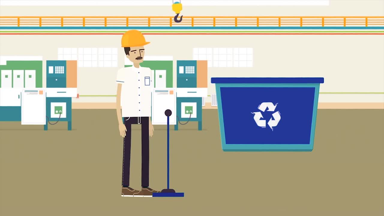 공장 노동자 재활용 재료