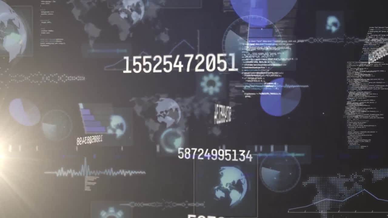 animación de escaneos con números y procesamiento de datos