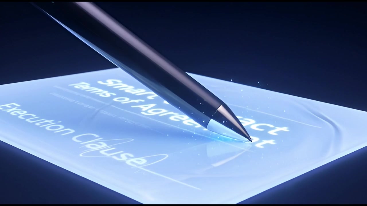 Digital Pen Signing a Smart Contract Agreement