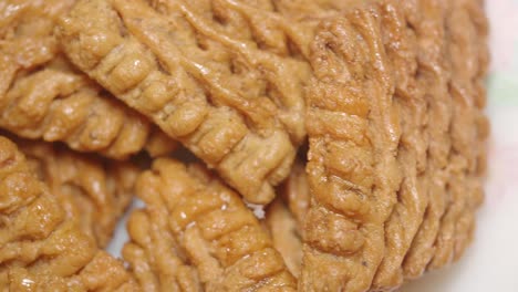 close-up view of sweet snacks