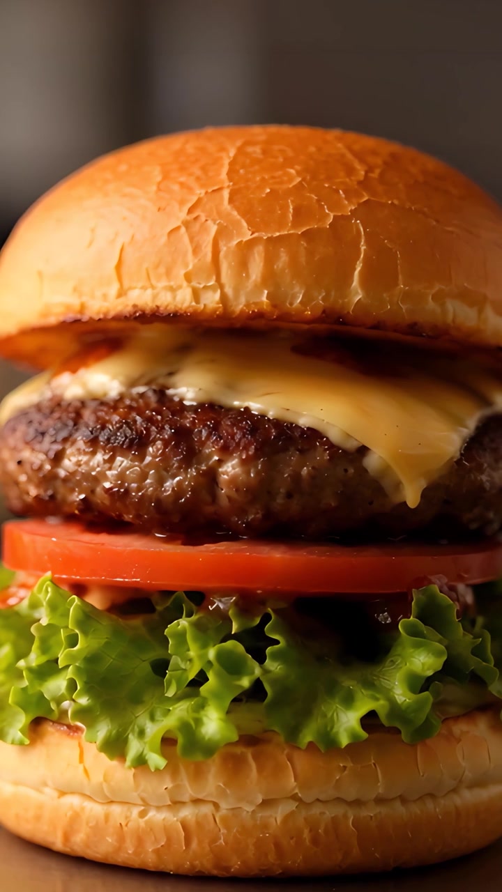 Hamburger Succoso Primo Piano Sfondo Bokeh 4K