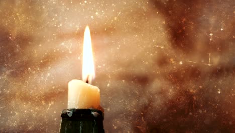 una vela ardiente en el fondo del espacio exterior. animación con el concepto de magia.