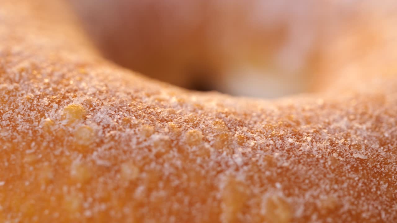 Close-up of Hokkaido cream donut rotation in slow motion