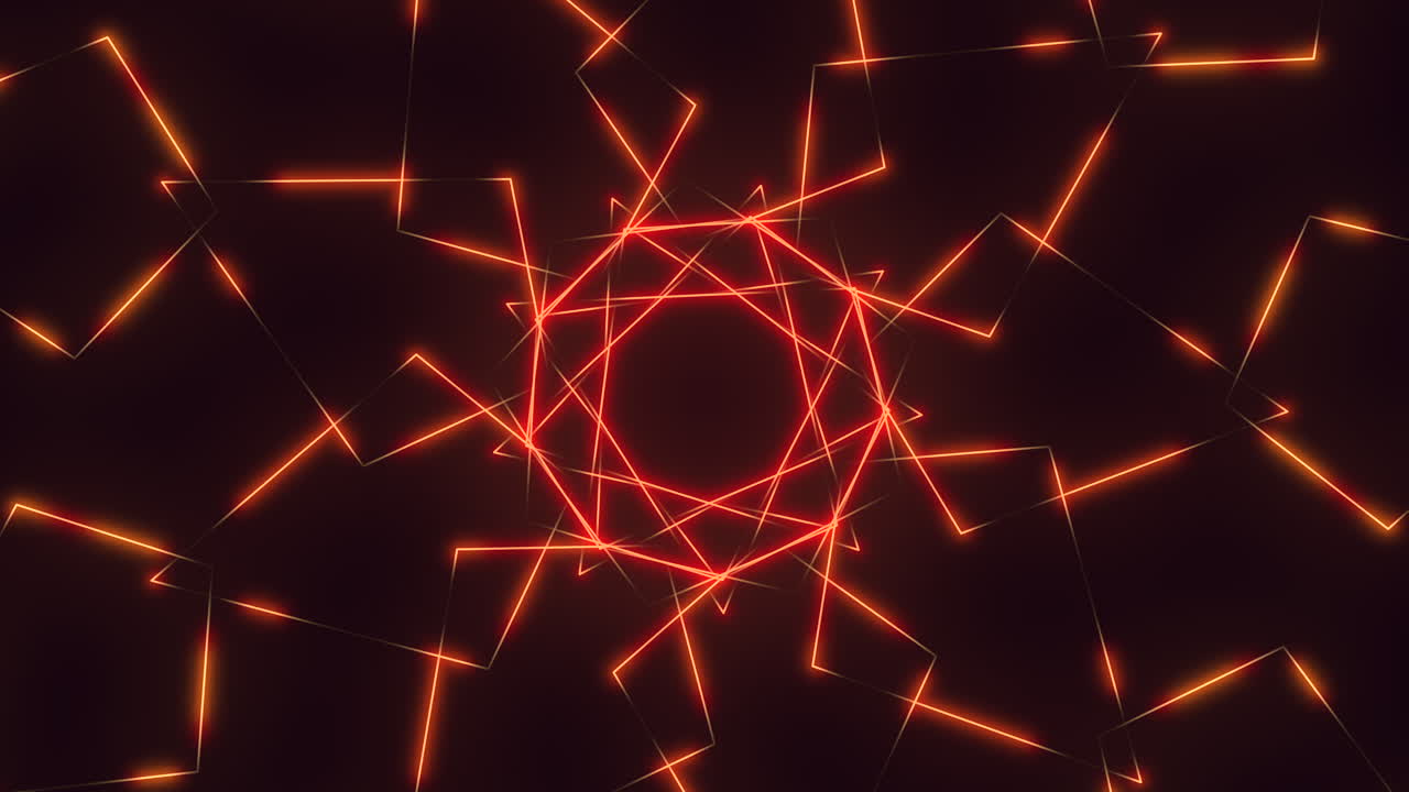 las líneas y formas brillantes crean un patrón futurista sobre un fondo negro