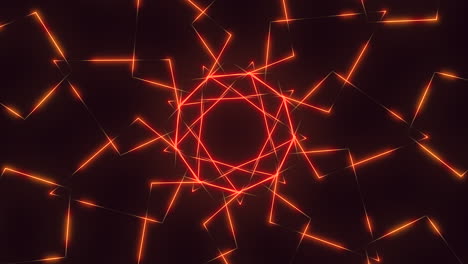 las líneas y formas brillantes crean un patrón futurista sobre un fondo negro