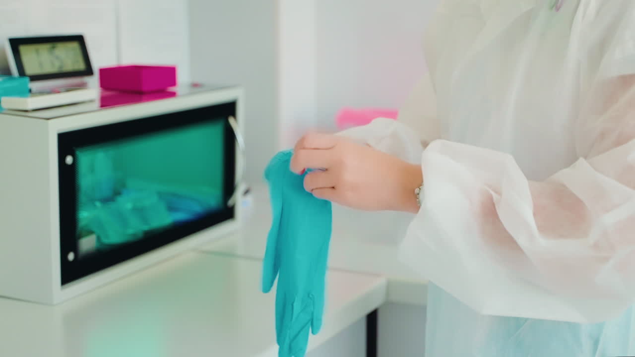 ponerse guantes en un entorno médico