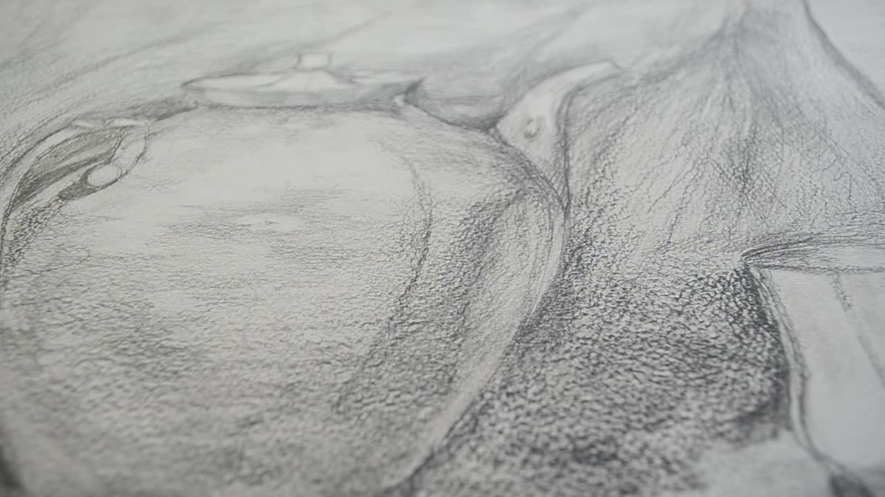 Shooting with conducting. The still life is drawn with a pencil
