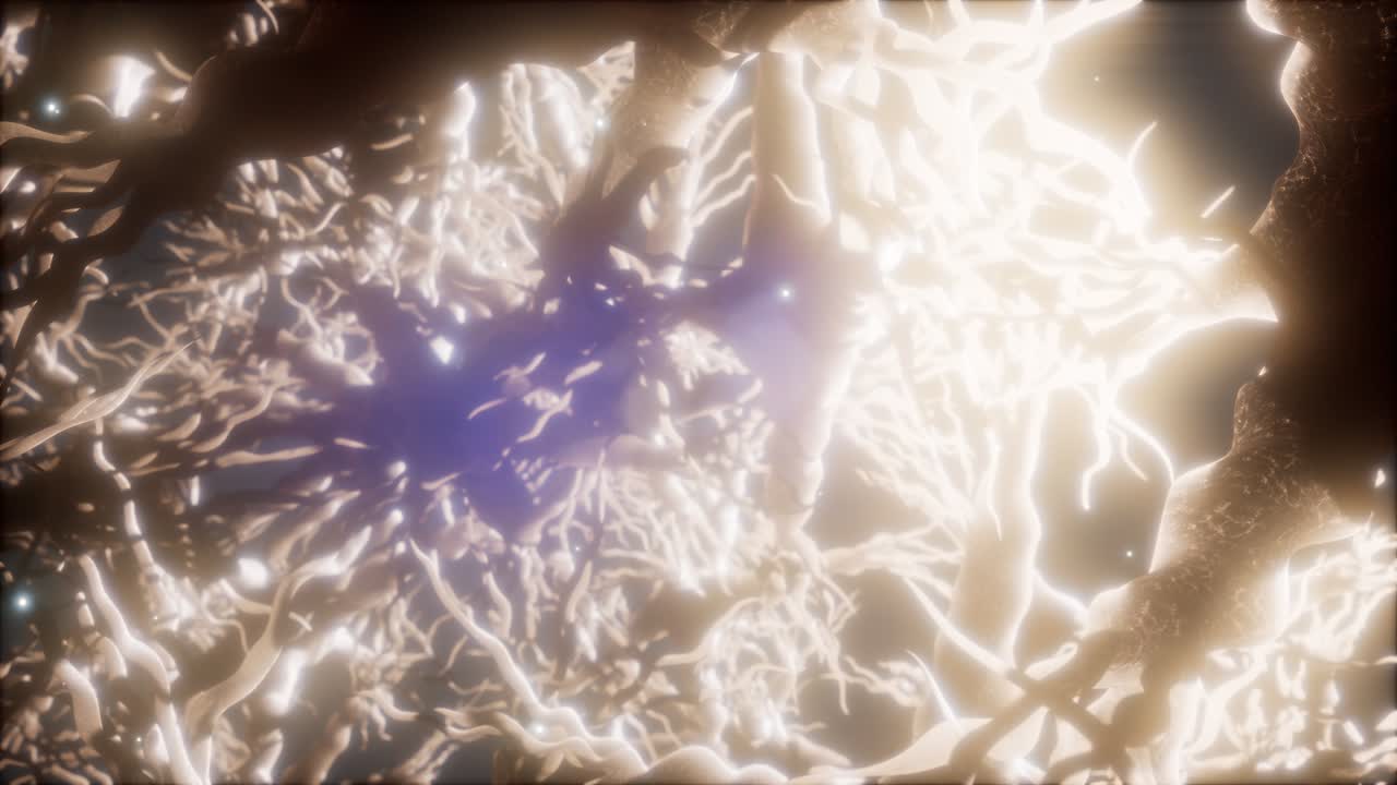 viaje a través de una red de células neuronales dentro del cerebro