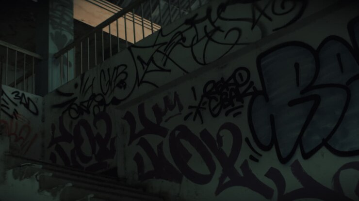 Graffiti-covered Abandoned Staircase