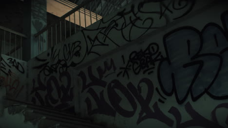 graffiti-covered abandoned staircase