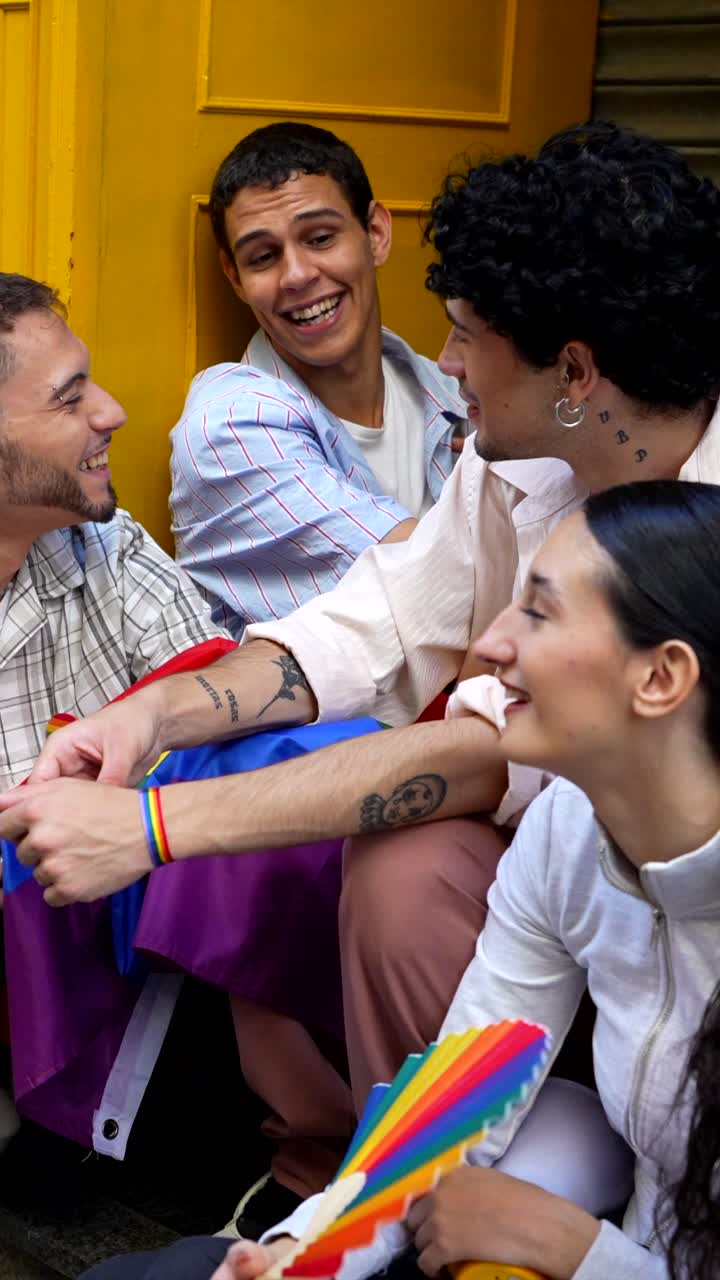 Group of Young Adults Celebrating LGBTQ Pride