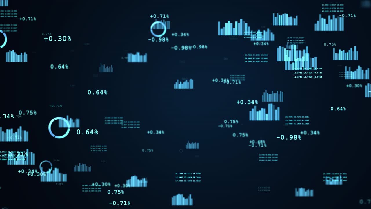 Business graphs and data blue business graphs loop background animation data drifting through