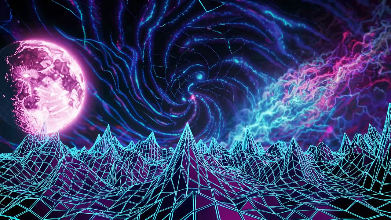 Cyberpunk Retro Futuristic Landscape