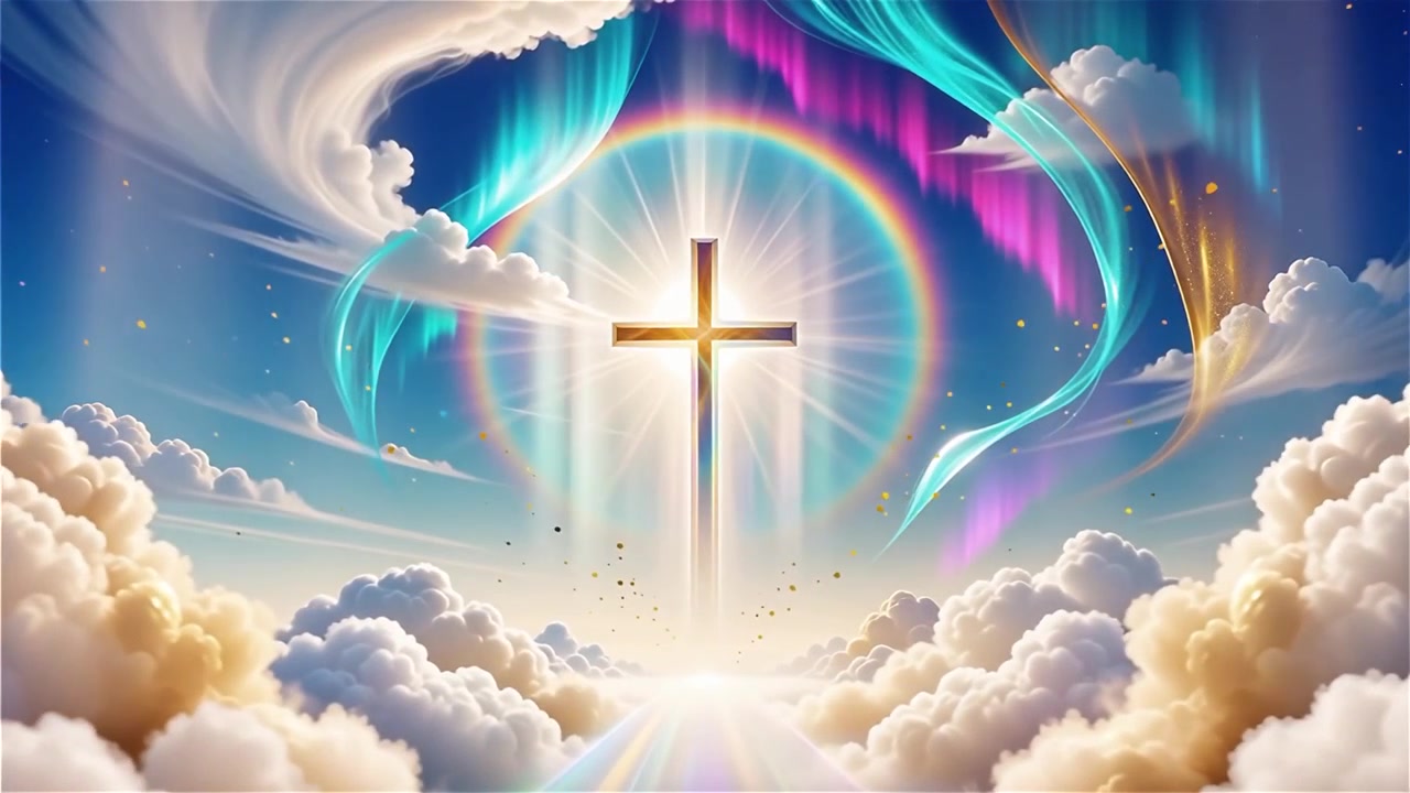 Christian Cross Heavenly Light Worship Background