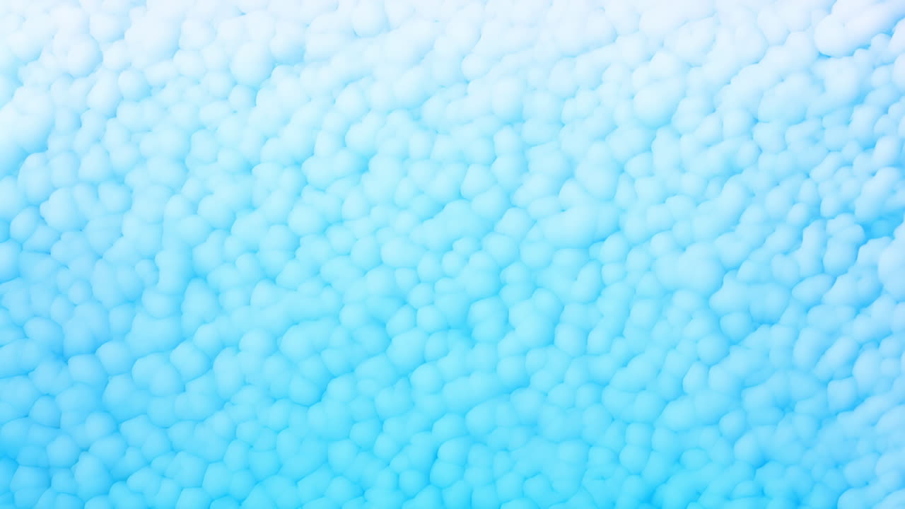 Animating blue and white abstract cloud-like pattern in digital art, copy space