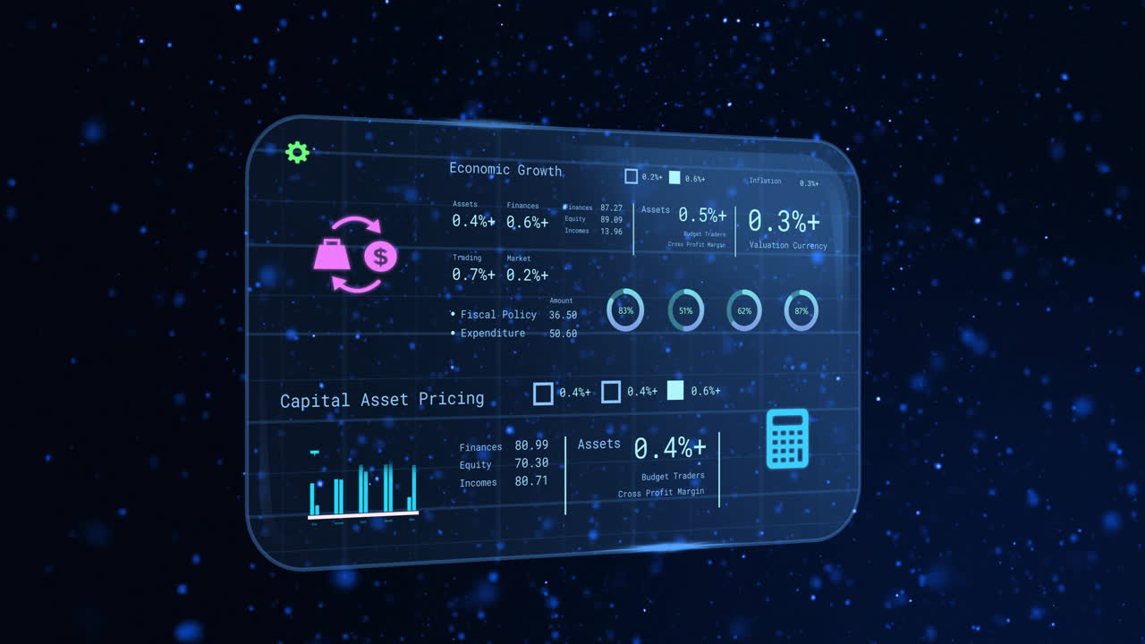 Animation of screen with banking data over black background