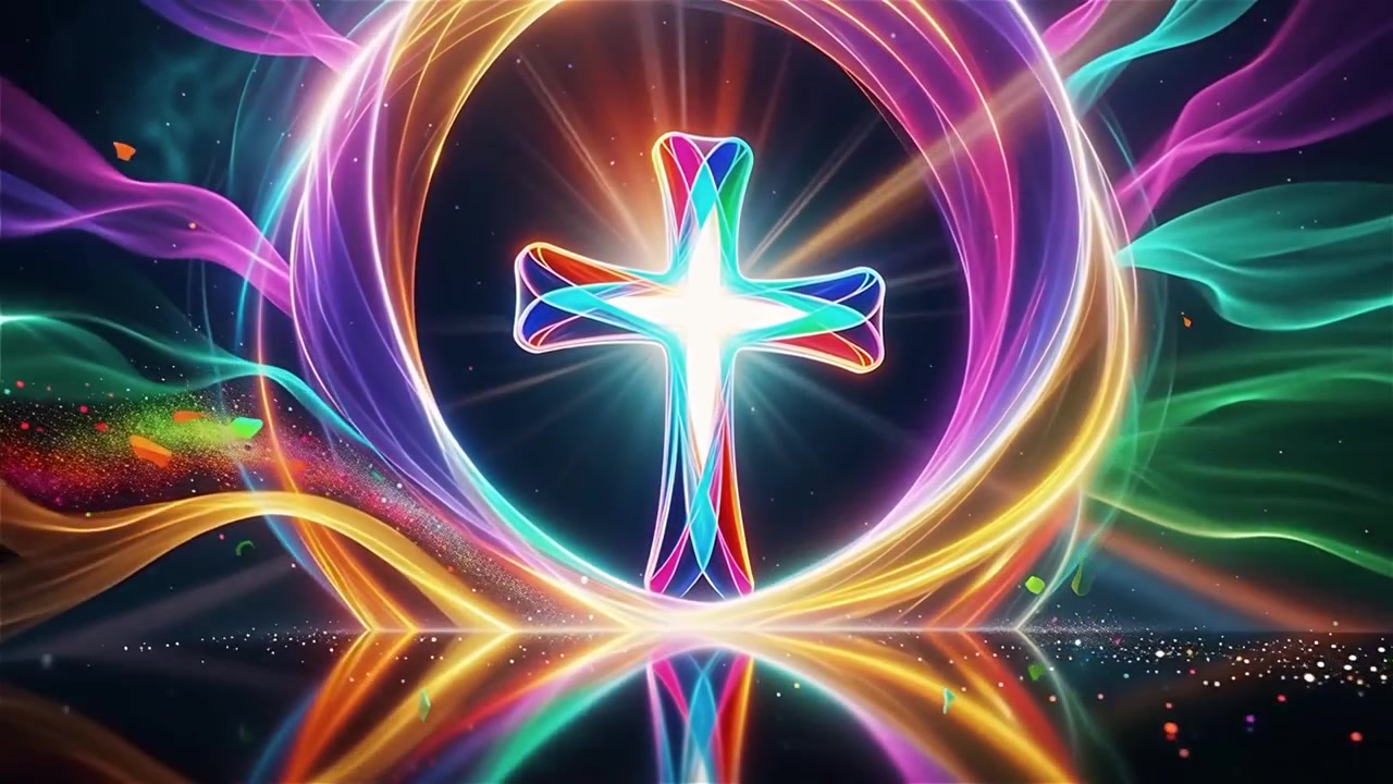 Christian Cross Heavenly Light Worship Background
