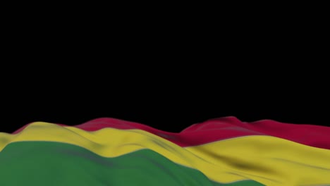 bolivia fabric flag waving on the wind loop. bolivian embroidery stitched cloth banner swaying on the breeze. half-filled black background. place for text. 20 seconds loop.