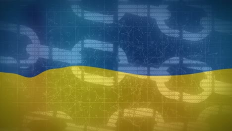 animation of block chain over flag of ukraine