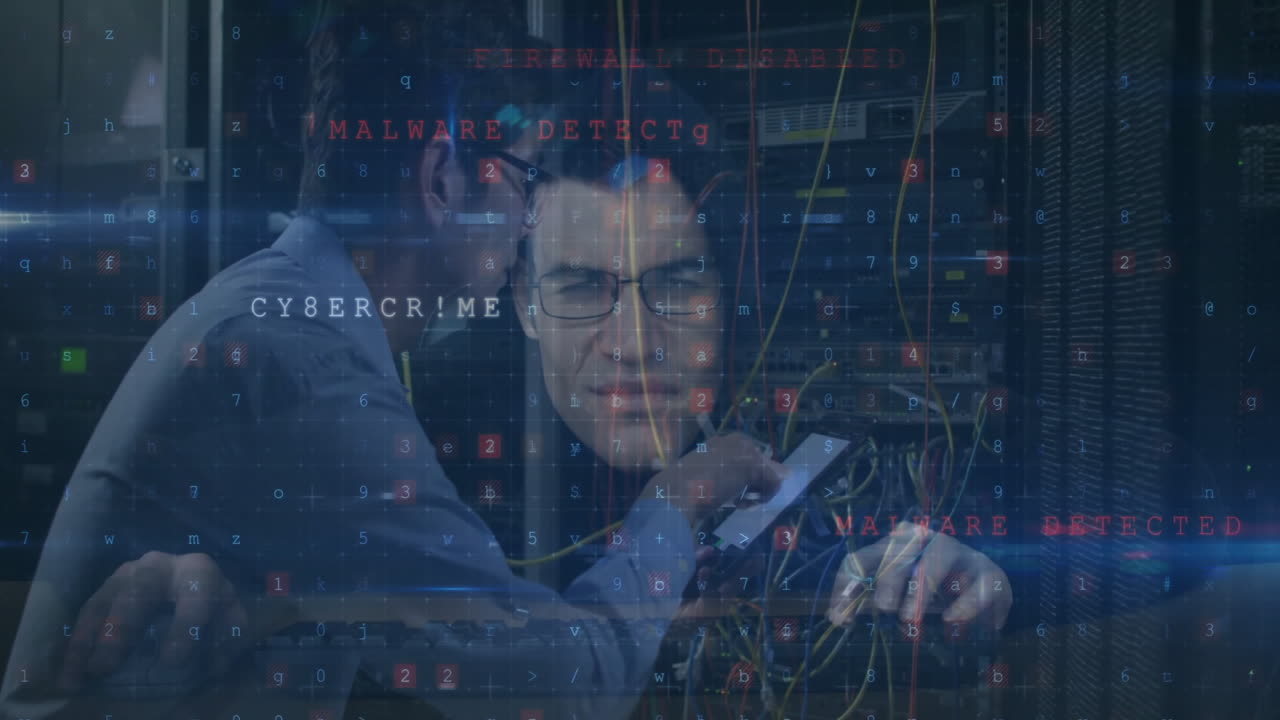 cibercrimen y malware detectaron animación sobre personas que trabajan con cables de red