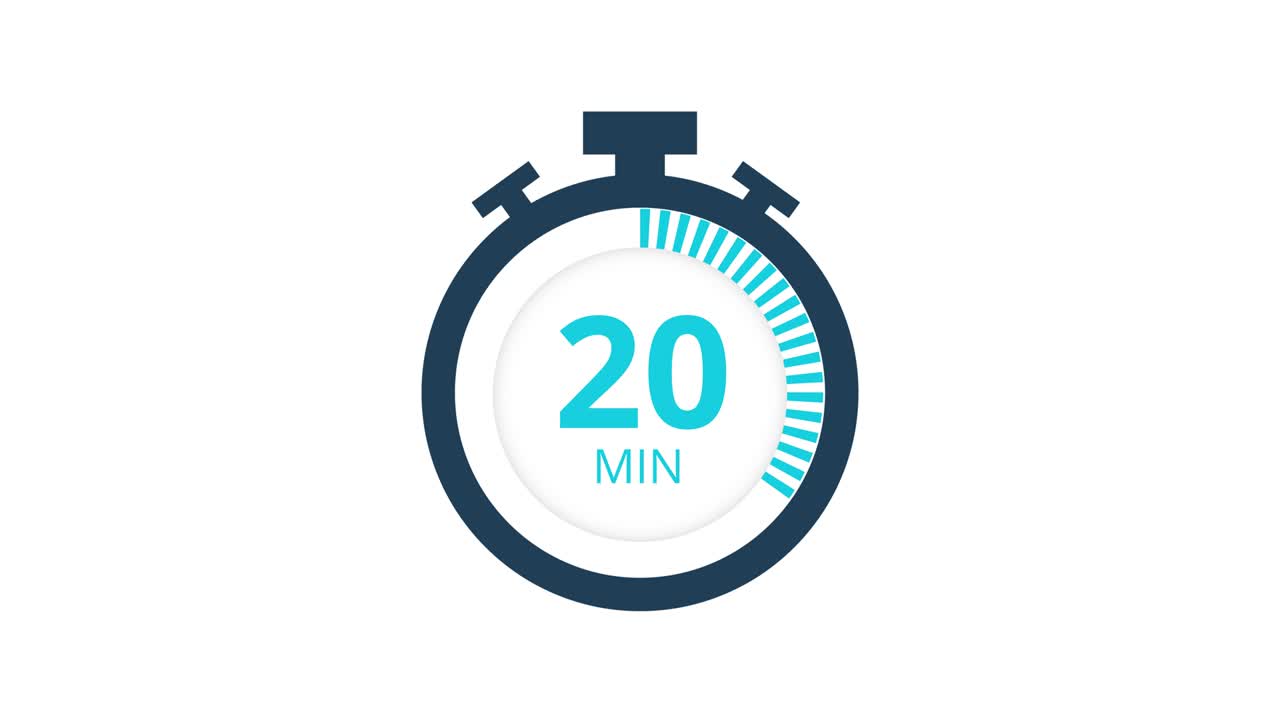 The 40 minutes, stopwatch icon. Stopwatch icon in flat style, timer on on color background. Motion graphics.