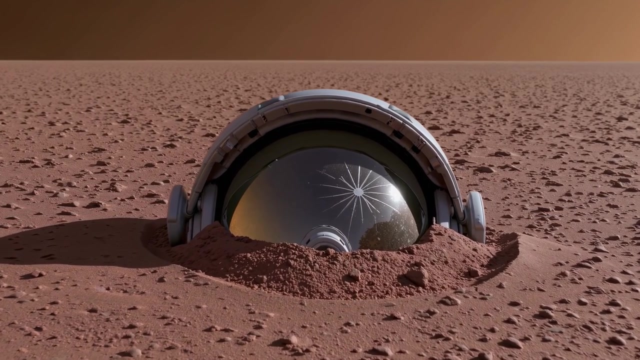 Marsin hiekkaan hautautunut astronautin kypärä