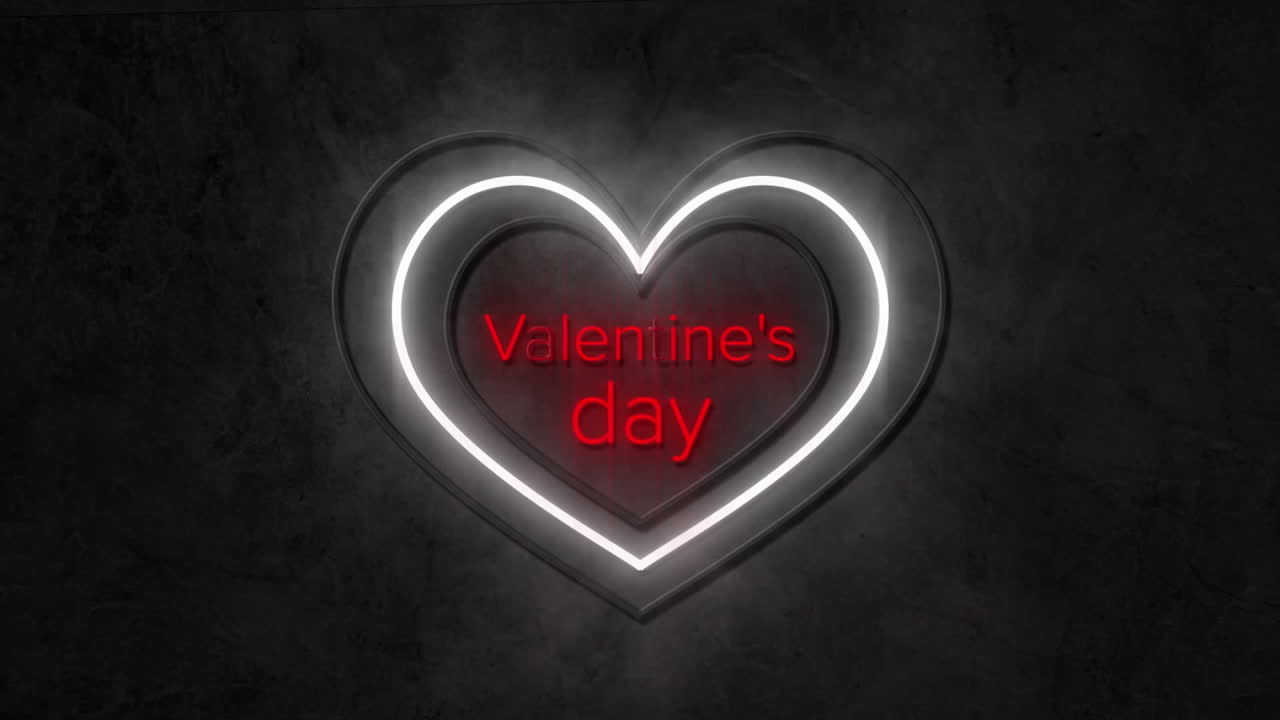 corazones de neón animados parpadean en un video con temas de amor para el día de san valentín.