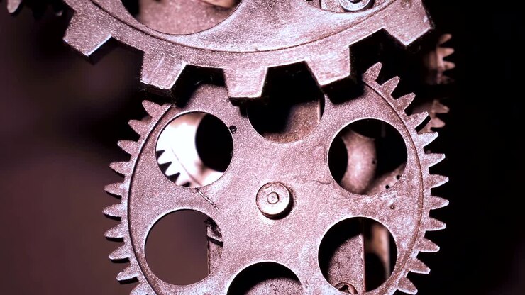 Abstract Grunge Dirty and Rusty Clock Gears Industrial and Business Concept
