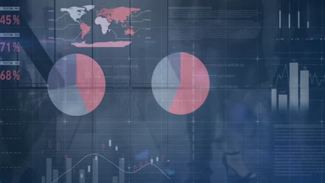 Animación-Del-Procesamiento-De-Datos-Financieros-Sobre-Gente-De-Negocios-Caminando-En-La-Oficina