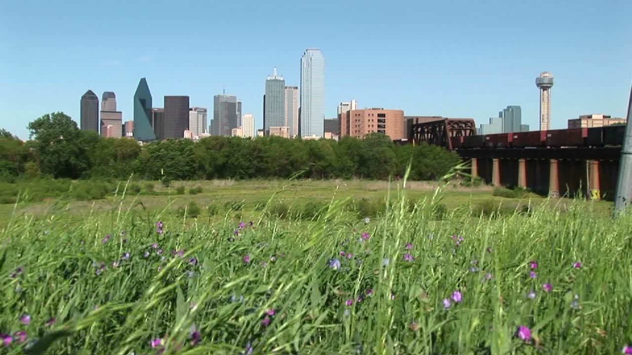 달라스 텍사스 도시 스카이라인의 긴 샷