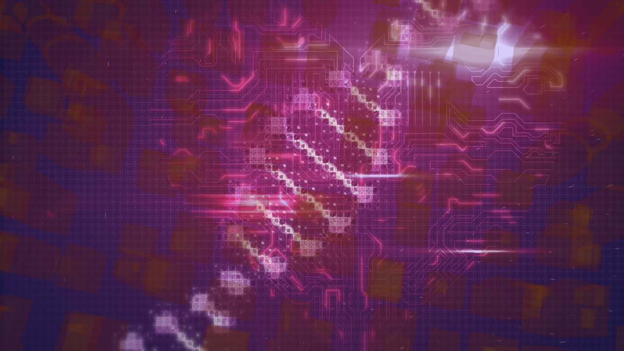 DNA strand processing with binary coding, scientific data animation in progress