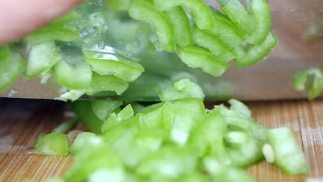 chopping green peppers