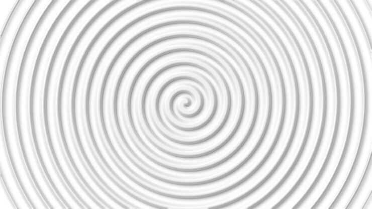 Hypnotic Rotating White Spiral Seamless Loop. Abstract Background. 4K