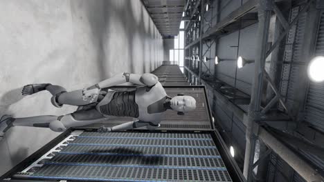 cyborg humanoid in to server internet hi tech room artificial intelligence taking over in 3d rendering animation cybersecurity war spy prototype vertical