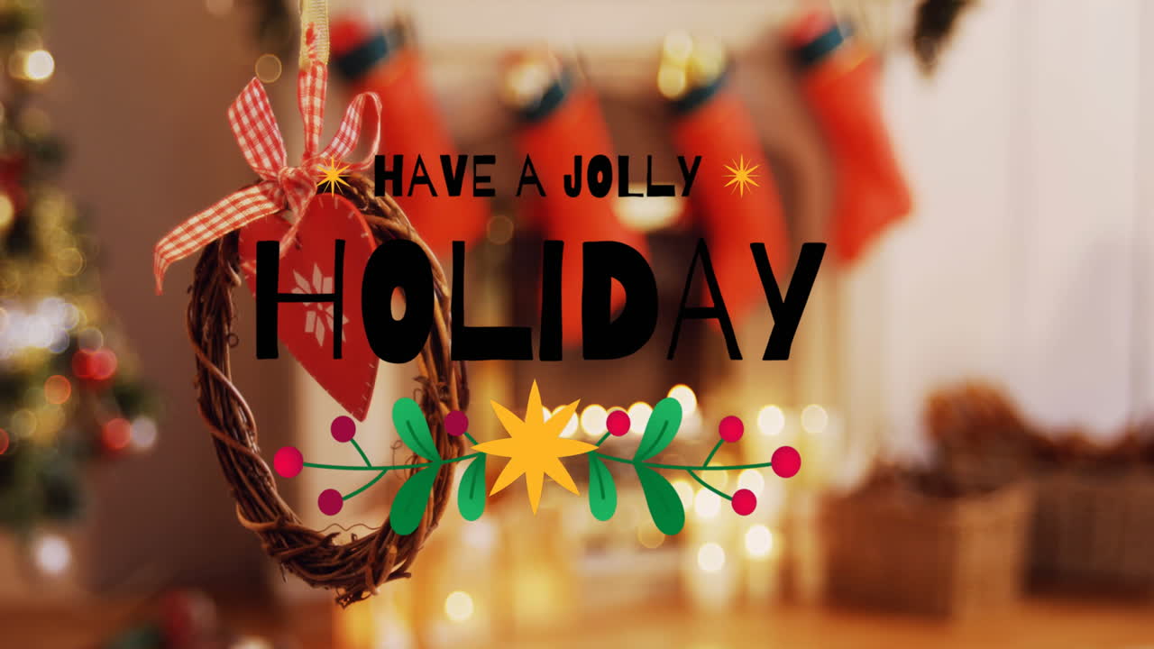 크리스마스 인사 의 애니메이션 장식 위 의 텍스트