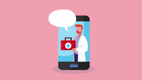 tecnología de salud en línea con teléfono inteligente y médico