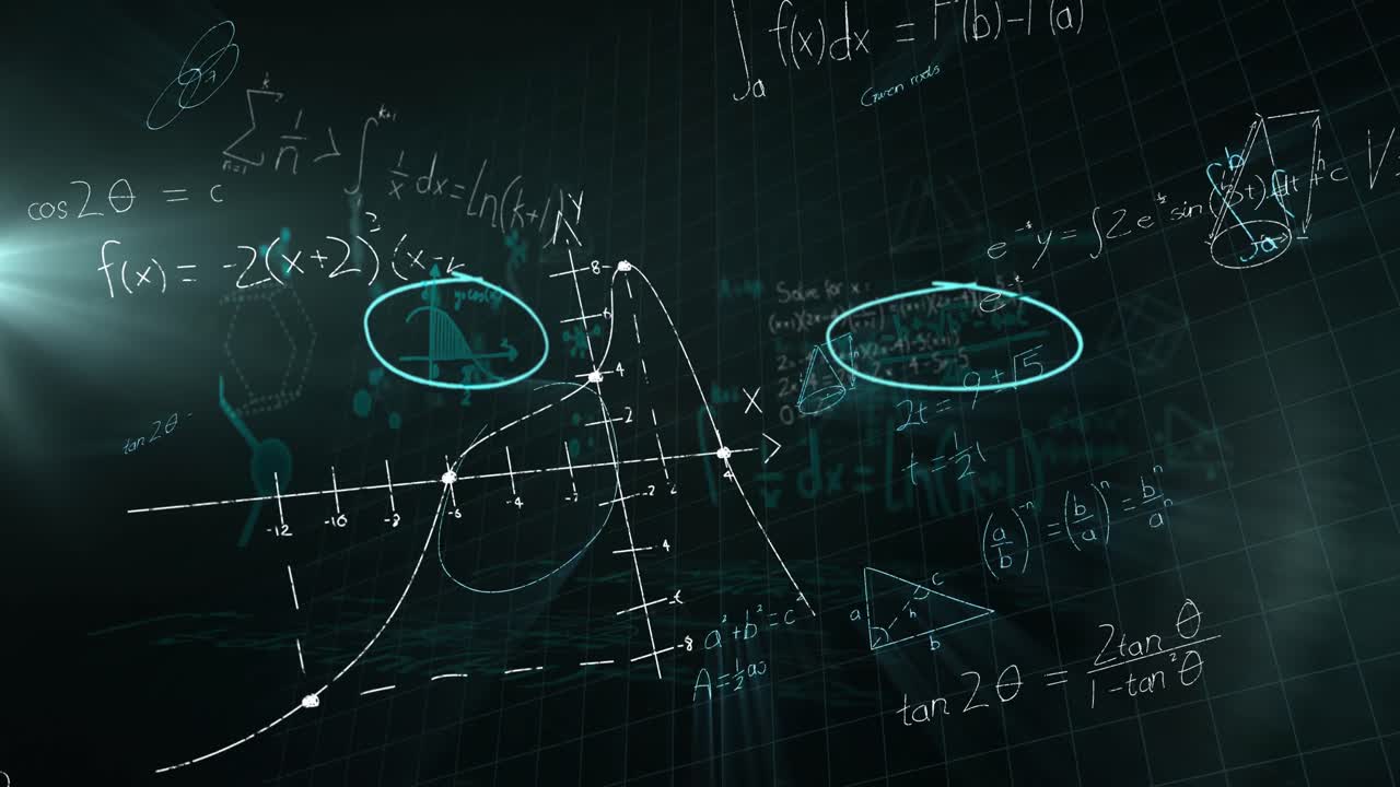 검은 바탕에 떠다니는 수학 방정식