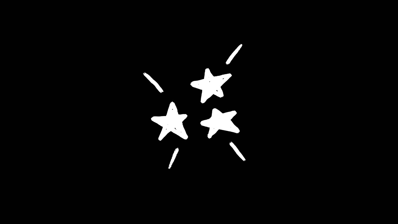 Hand-Drawn White Stars Twinkling on Black Background