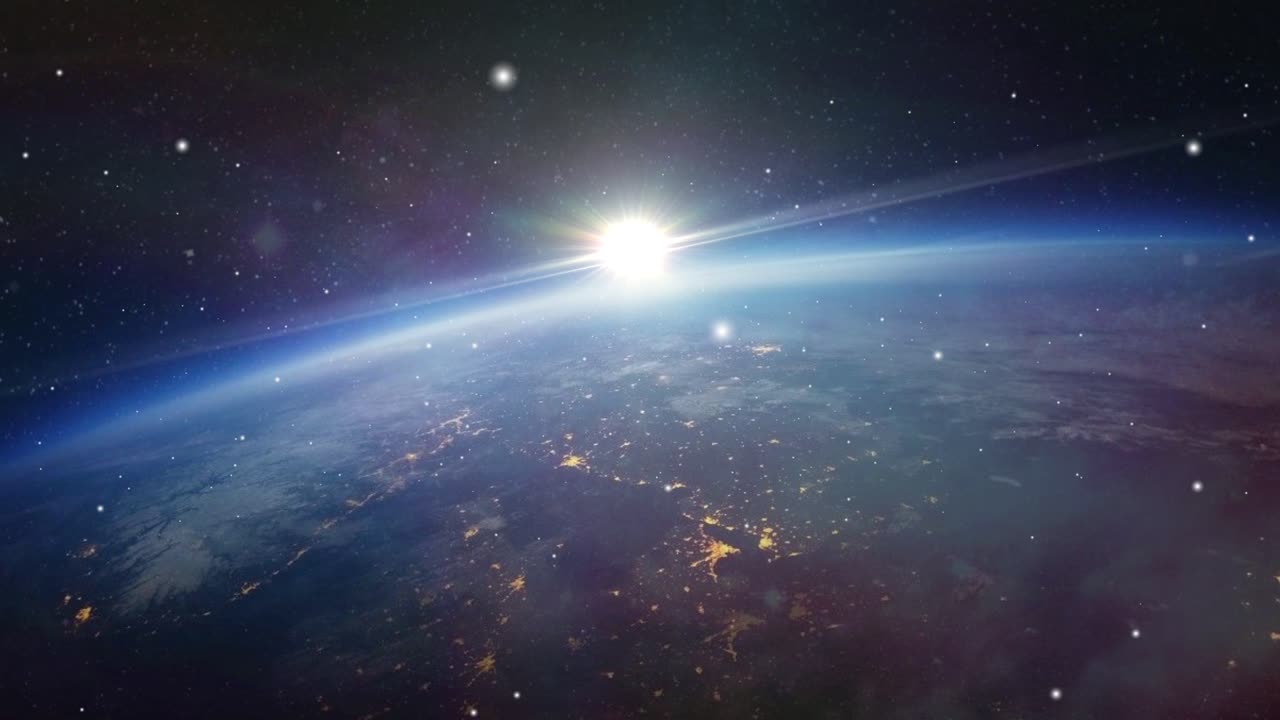 지구의 표면과 우주의 밝은 빛