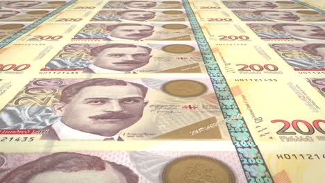 billetes de doscientos laris georgianos de la república de georgia, dinero en efectivo, bucle